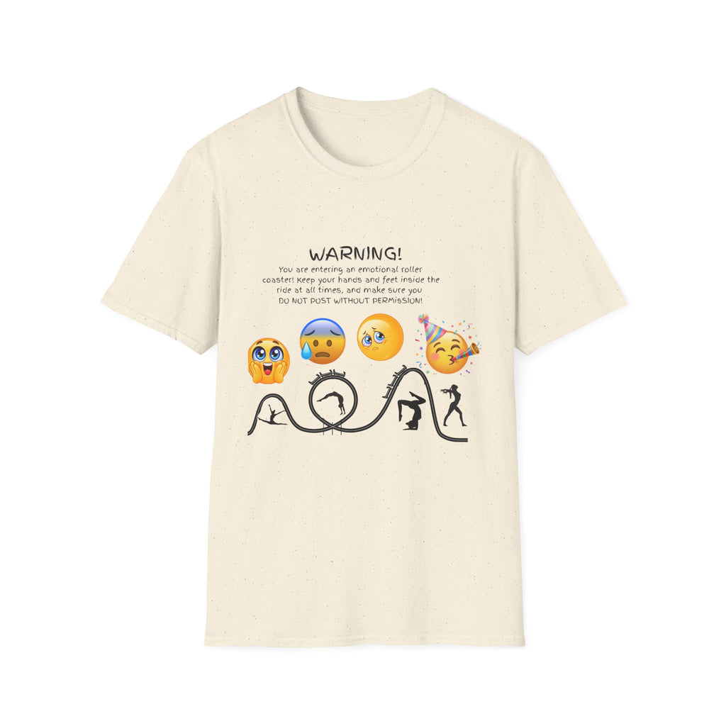 Unisex T‑Shirt — "WARNING! You are entering an emotional roller coaster" Emoji Graphic Tee