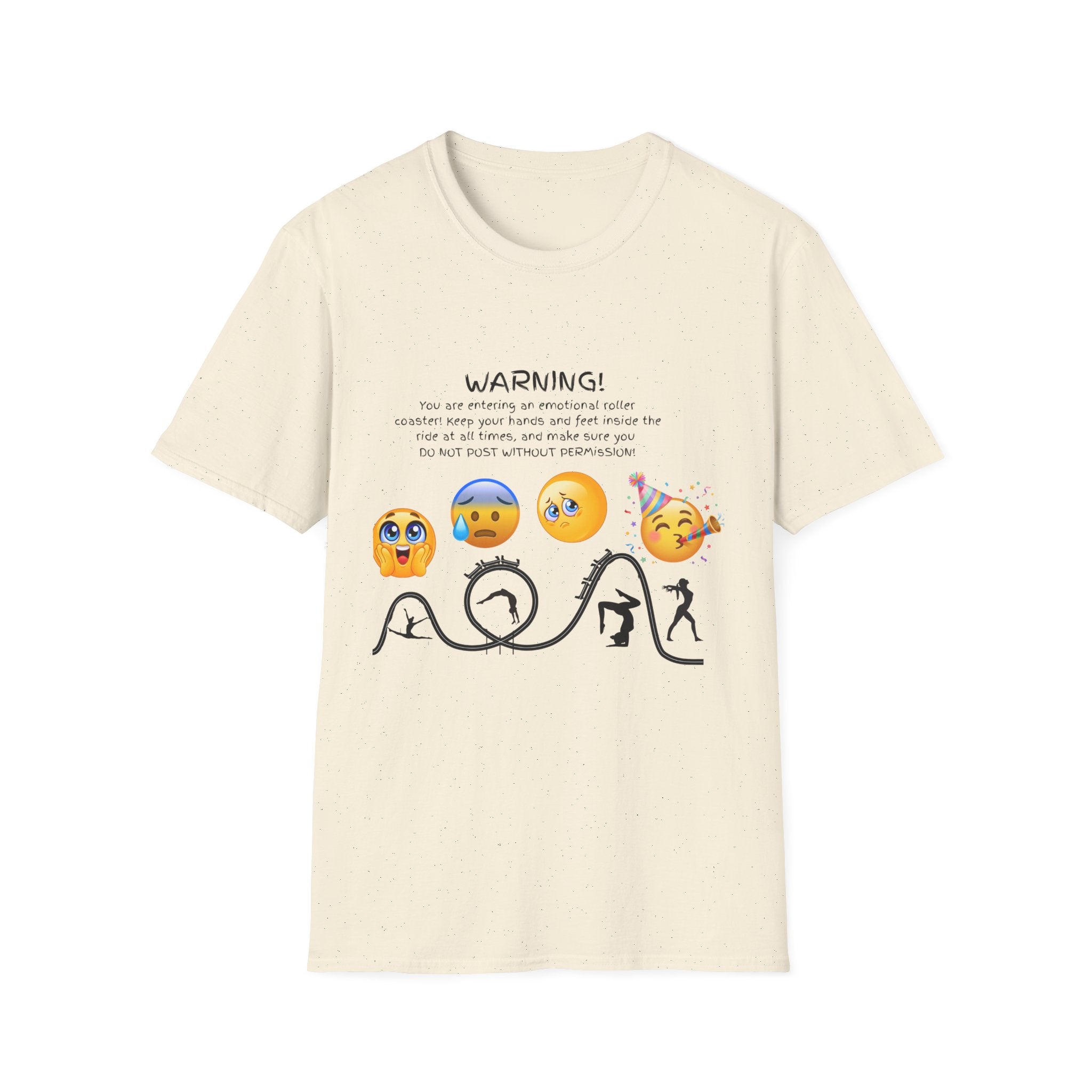 Unisex T‑Shirt — "WARNING! You are entering an emotional roller coaster" Emoji Graphic Tee