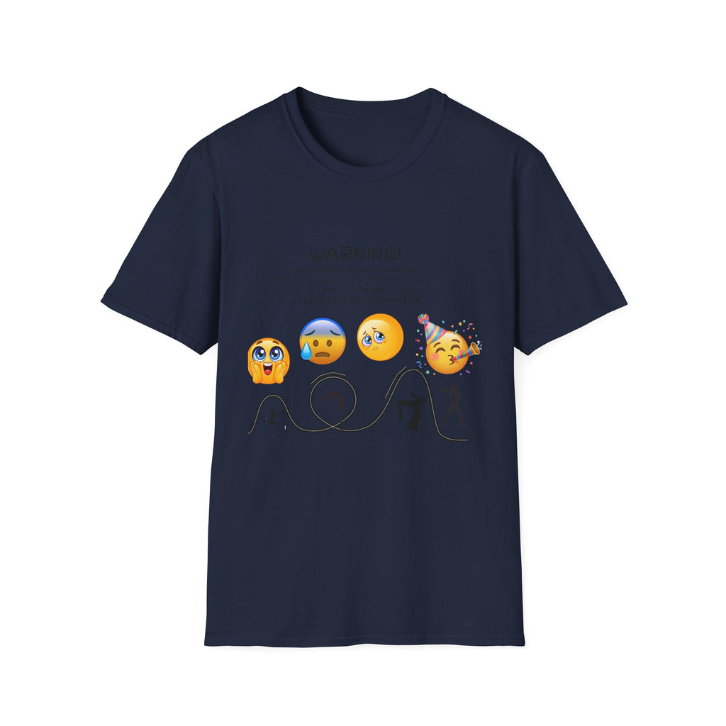Unisex T‑Shirt — "WARNING! You are entering an emotional roller coaster" Emoji Graphic Tee