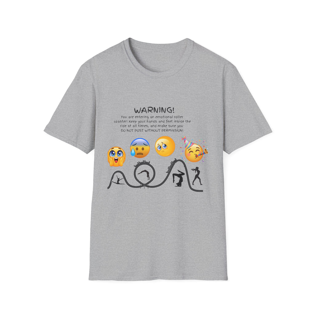 Unisex T‑Shirt — "WARNING! You are entering an emotional roller coaster" Emoji Graphic Tee