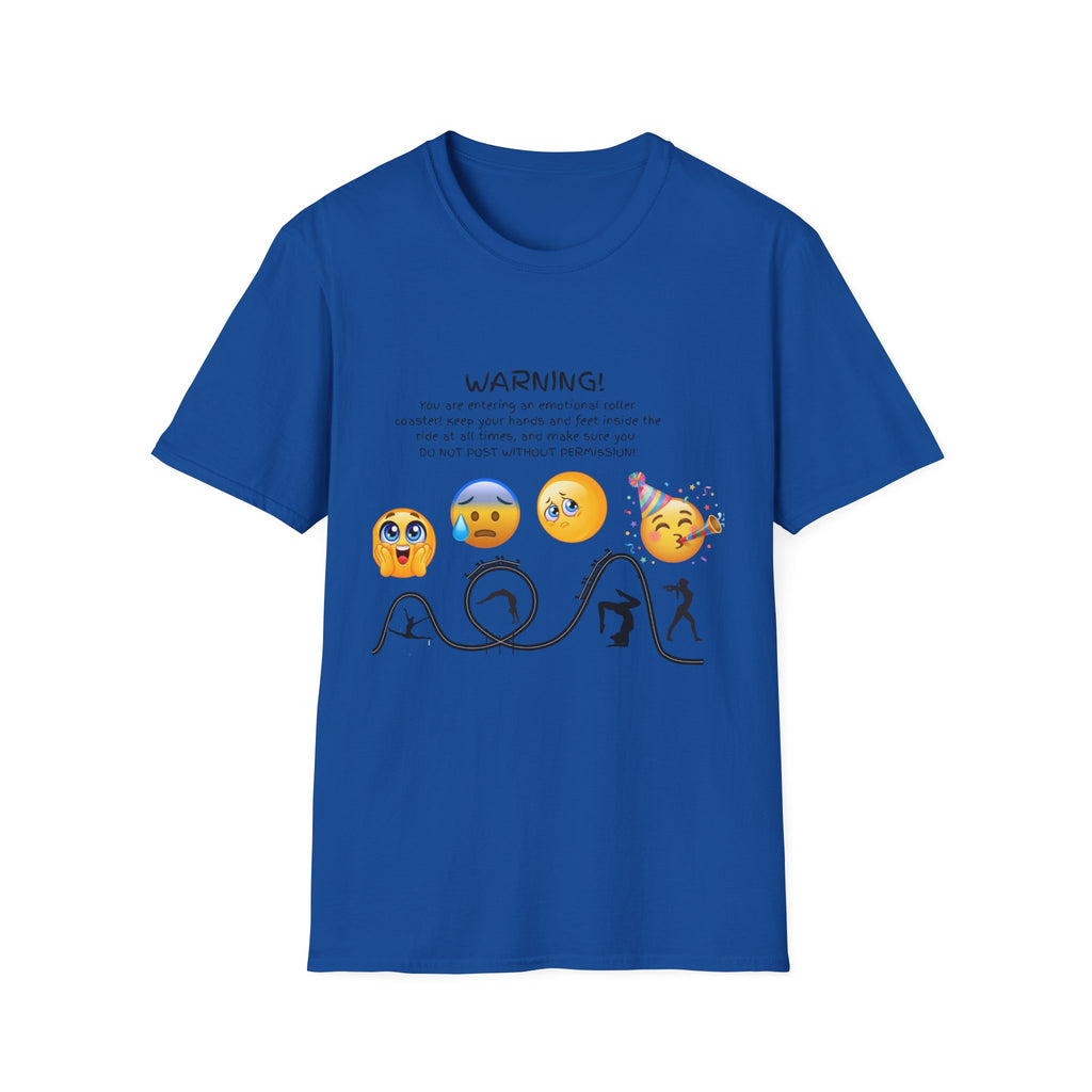 Unisex T‑Shirt — "WARNING! You are entering an emotional roller coaster" Emoji Graphic Tee