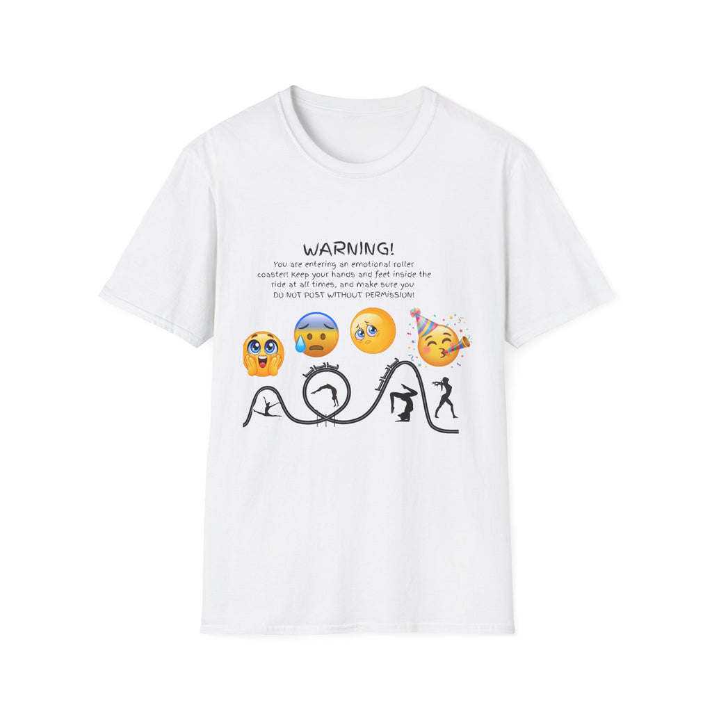 Unisex T‑Shirt — "WARNING! You are entering an emotional roller coaster" Emoji Graphic Tee