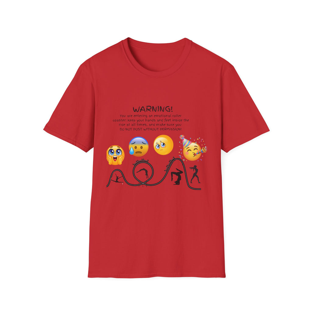 Unisex T‑Shirt — "WARNING! You are entering an emotional roller coaster" Emoji Graphic Tee