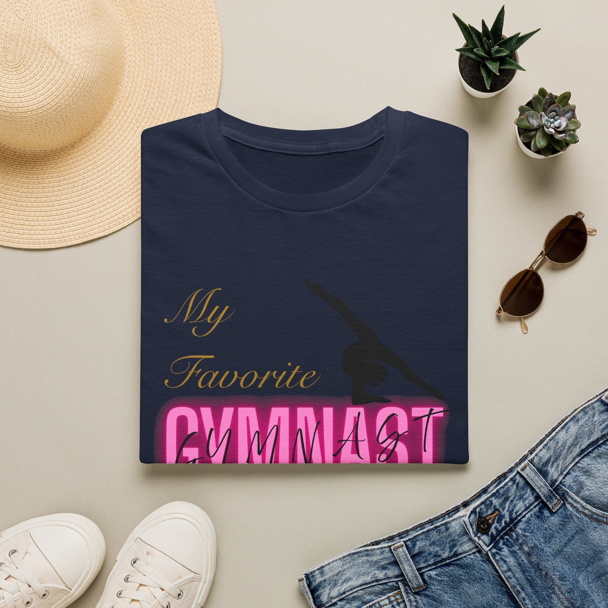Gymnast Grandma T‑Shirt — “My Favorite Gymnast Calls Me Grandma” Pink Silhouette Tee