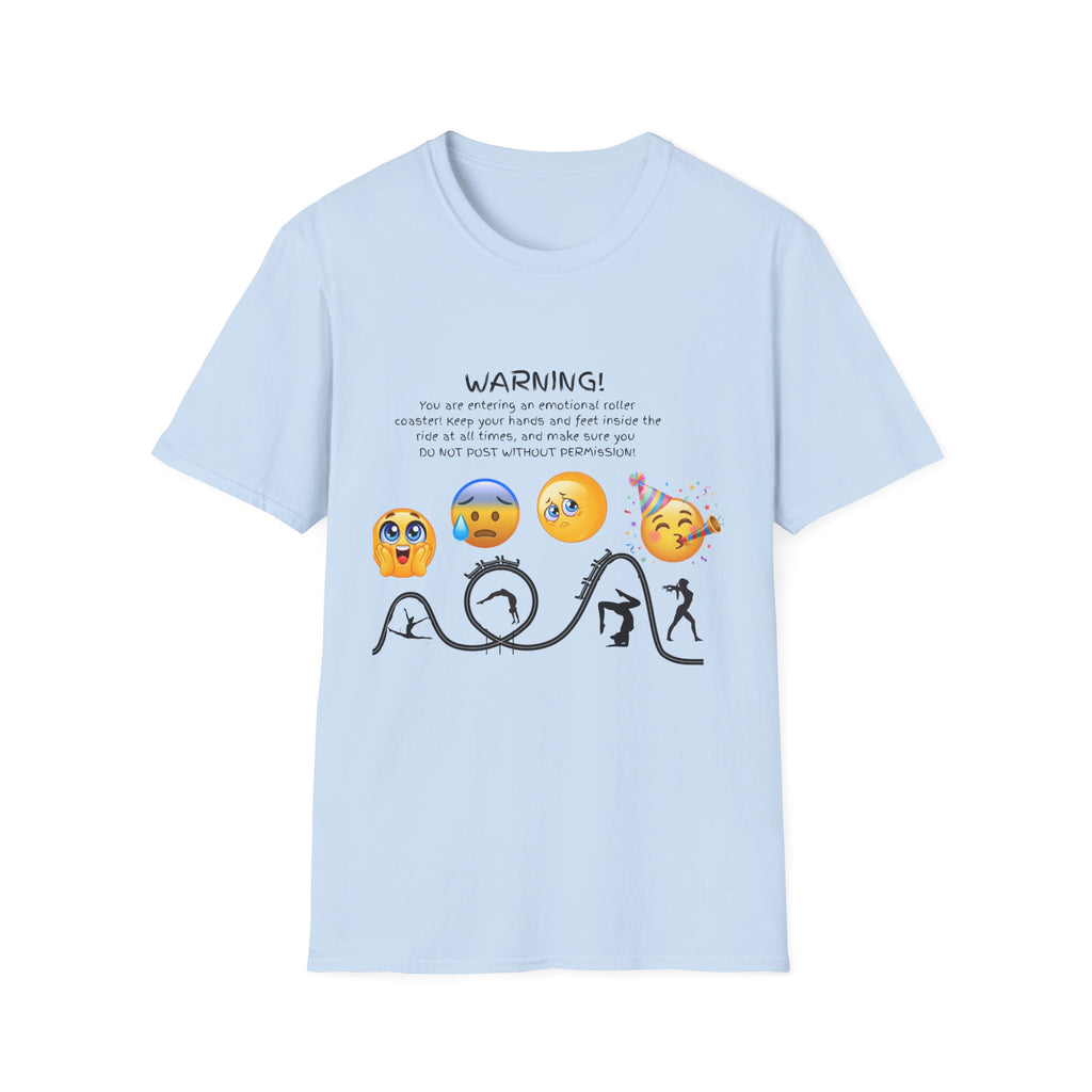 Unisex T‑Shirt — "WARNING! You are entering an emotional roller coaster" Emoji Graphic Tee